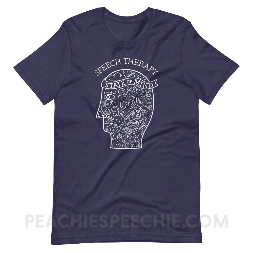 Speech Therapy State Of Mind Premium Soft Tee - Heather Midnight Navy / XS - peachiespeechie.com