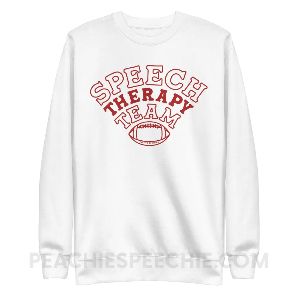 Speech Therapy Team Football Fave Crewneck - White / M - peachiespeechie.com