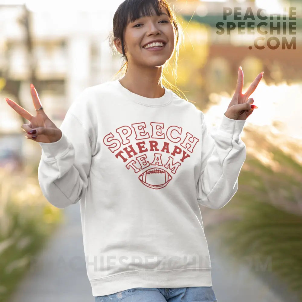 Speech Therapy Team Football Fave Crewneck - White / S - peachiespeechie.com