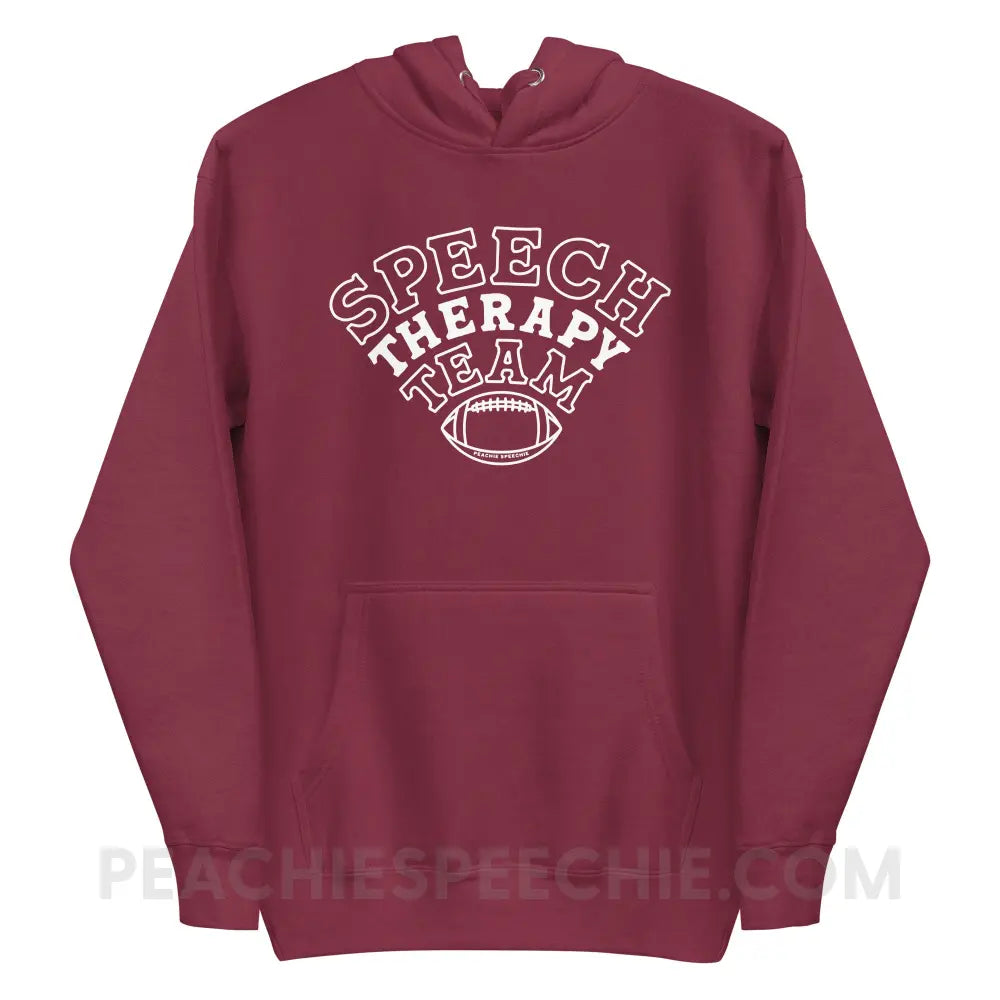 Speech Therapy Team Football Fave Hoodie - Maroon / S - peachiespeechie.com