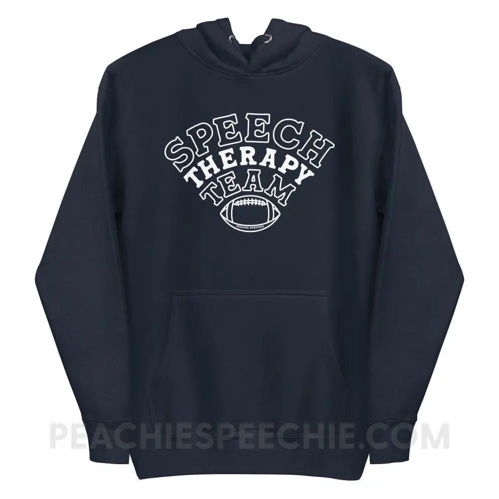 Speech Therapy Team Football Fave Hoodie - Navy Blazer / S - peachiespeechie.com