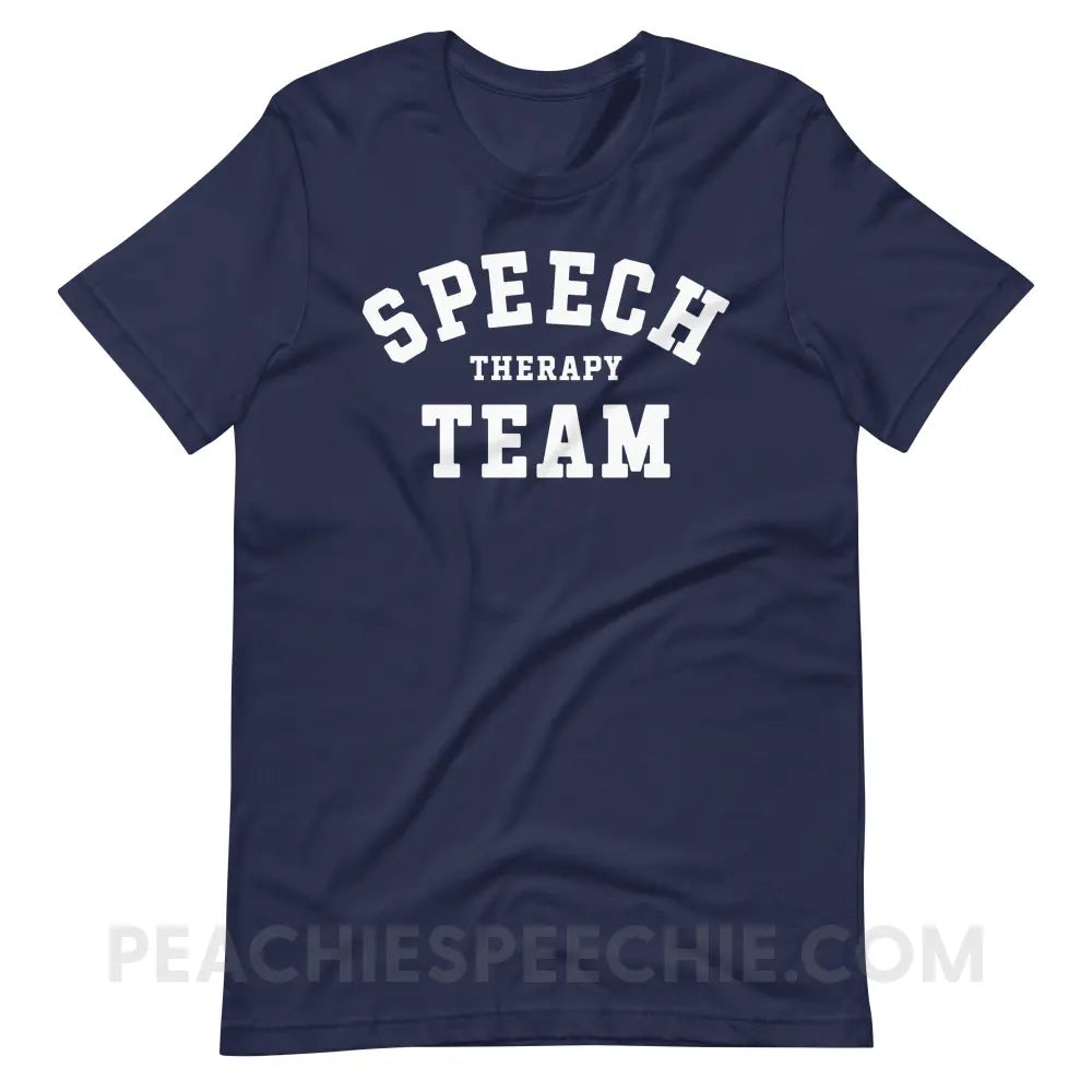 Speech Therapy Team Premium Soft Tee - Navy / XS - peachiespeechie.com