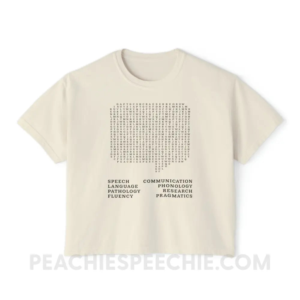 Speech Therapy Word Search Comfort Colors Boxy Tee - Ivory / M - T-Shirt peachiespeechie.com