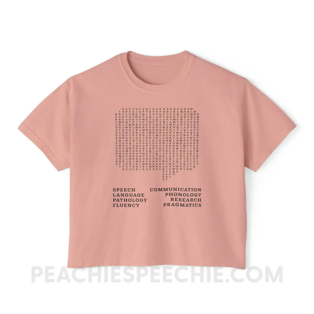 Speech Therapy Word Search Comfort Colors Boxy Tee - Peachy / S - T - Shirt peachiespeechie.com