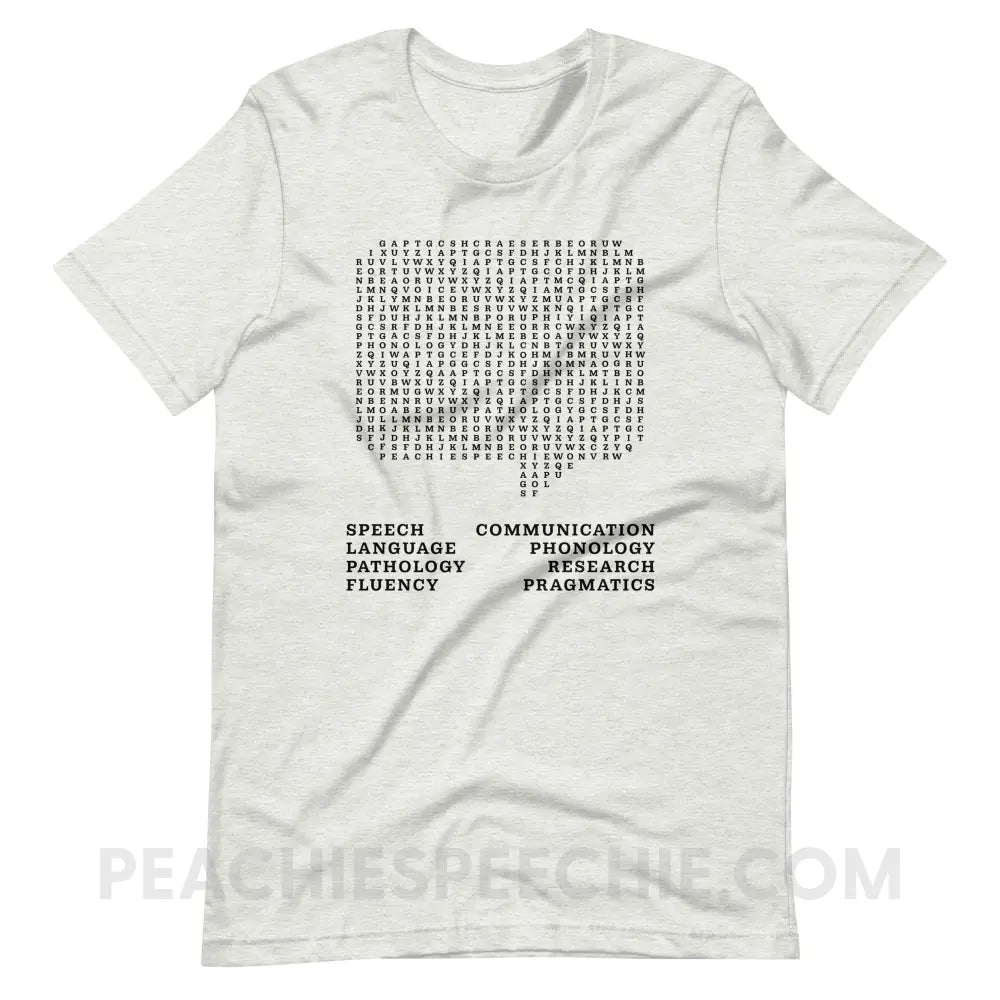 Speech Therapy Word Search Premium Soft Tee - Ash / S - peachiespeechie.com