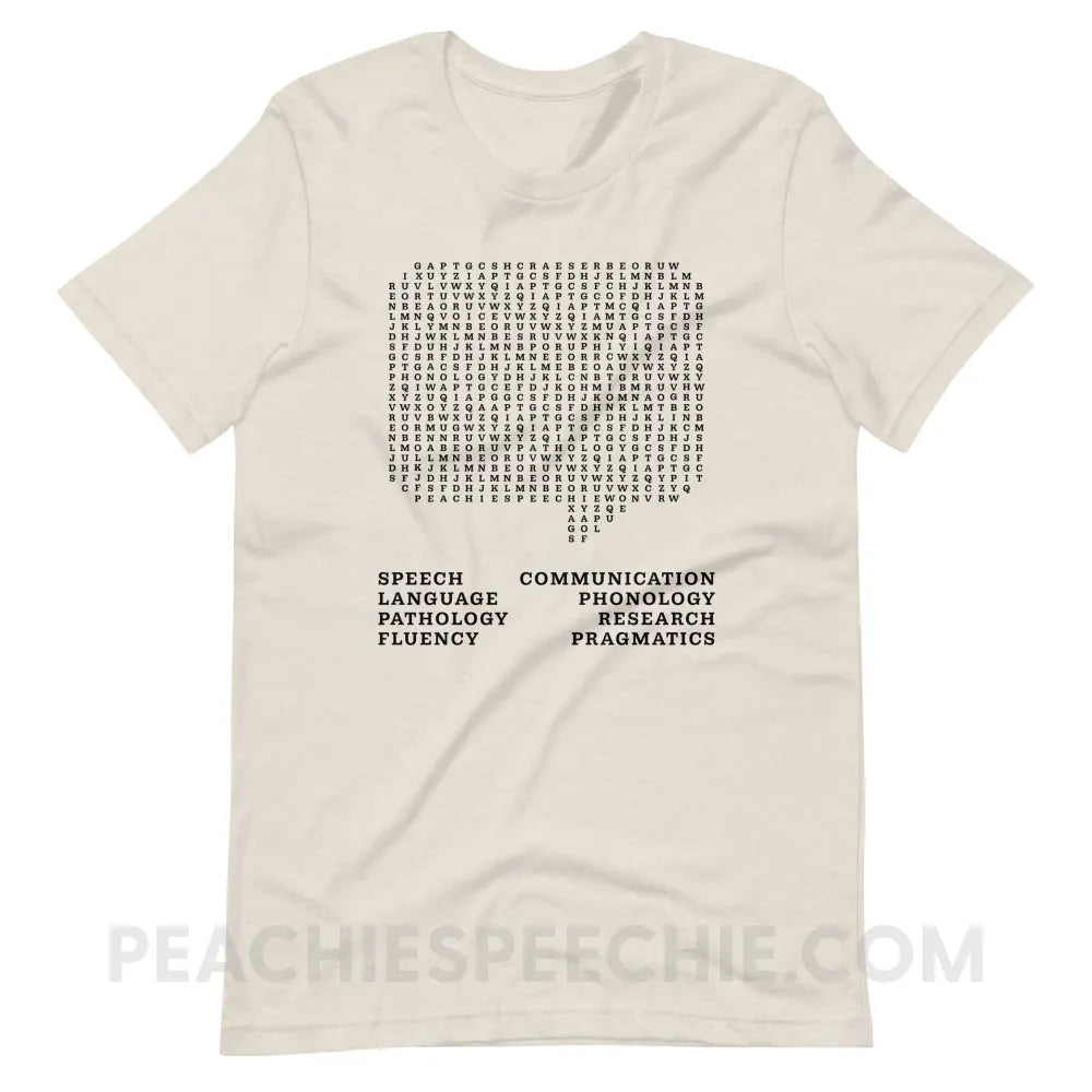 Speech Therapy Word Search Premium Soft Tee - Heather Dust / S - peachiespeechie.com