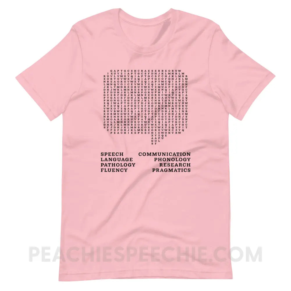 Speech Therapy Word Search Premium Soft Tee - Pink / S - peachiespeechie.com