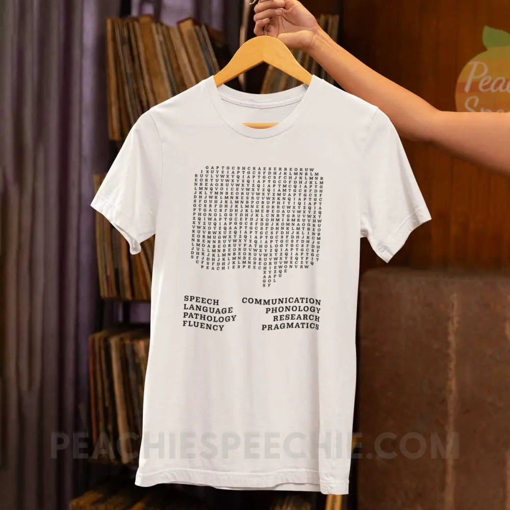 Speech Therapy Word Search Premium Soft Tee - White / XS - peachiespeechie.com