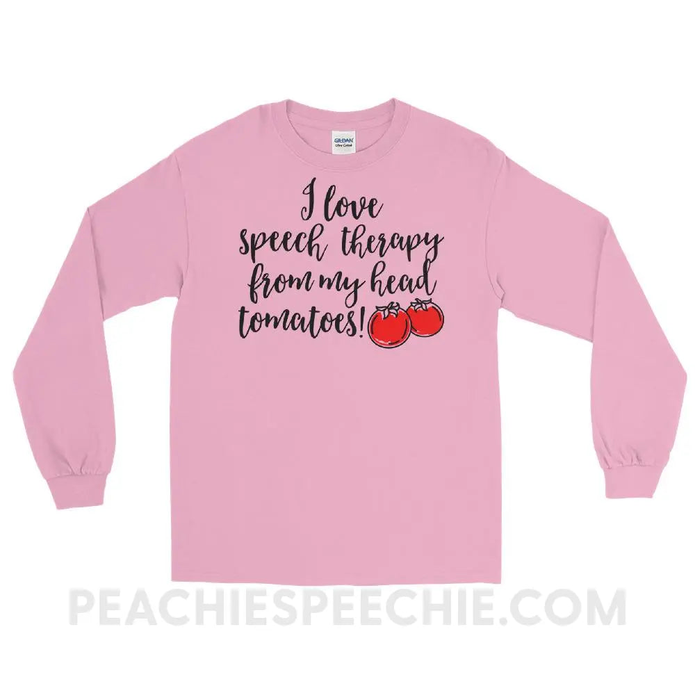 Speech Tomatoes Long Sleeve Tee - Light Pink / S - T-Shirts & Tops peachiespeechie.com