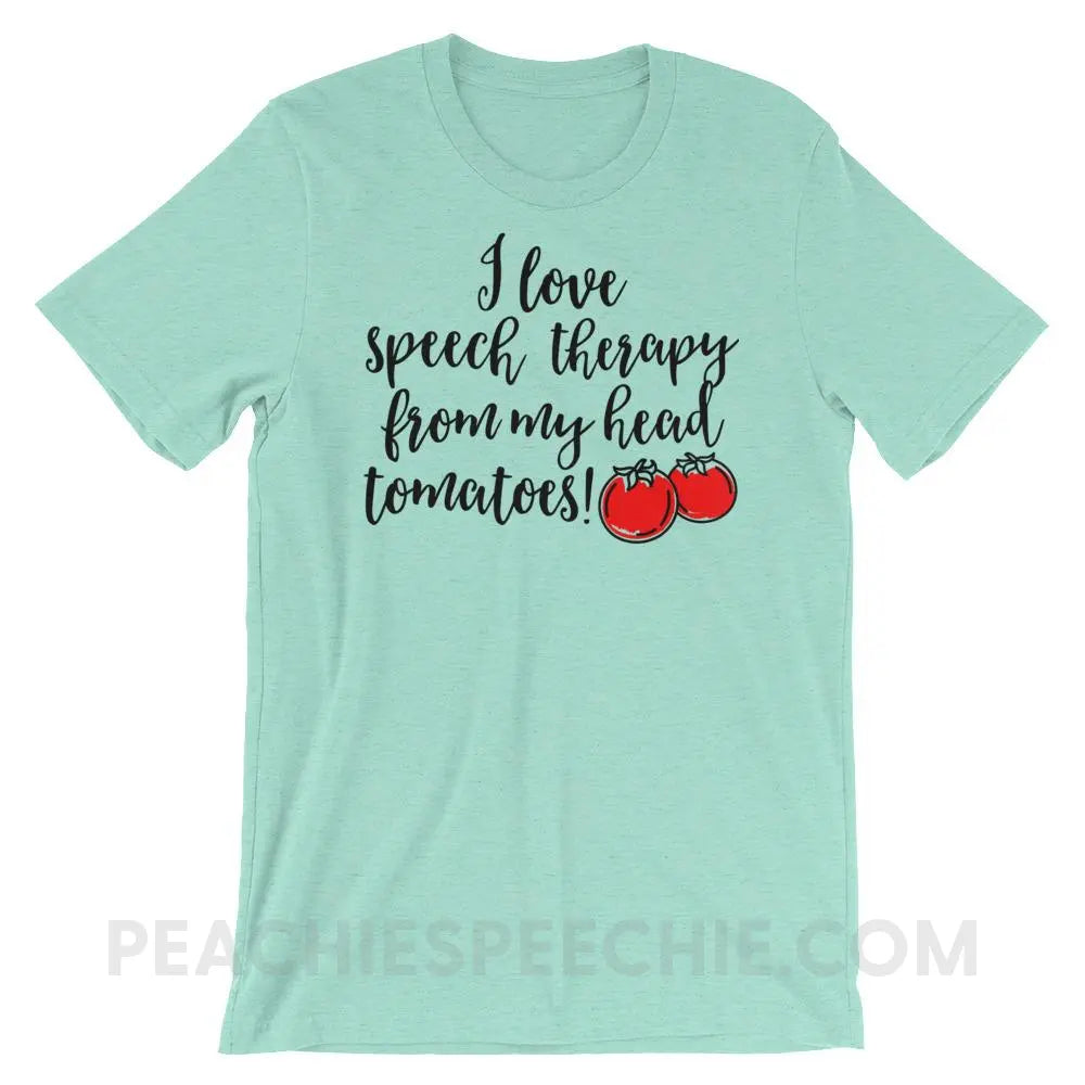 Speech Tomatoes Premium Soft Tee - Heather Mint / S - T-Shirts & Tops peachiespeechie.com