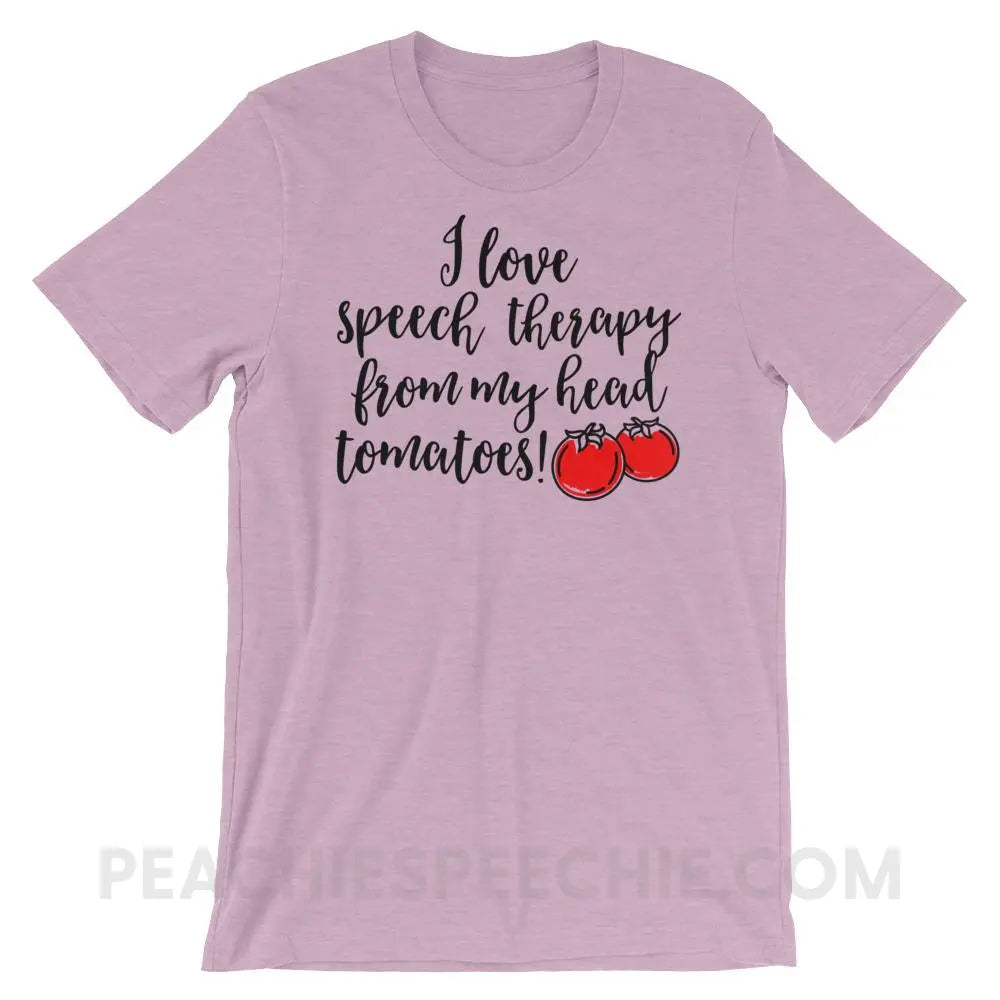 Speech Tomatoes Premium Soft Tee - Heather Prism Lilac / XS - T-Shirts & Tops peachiespeechie.com