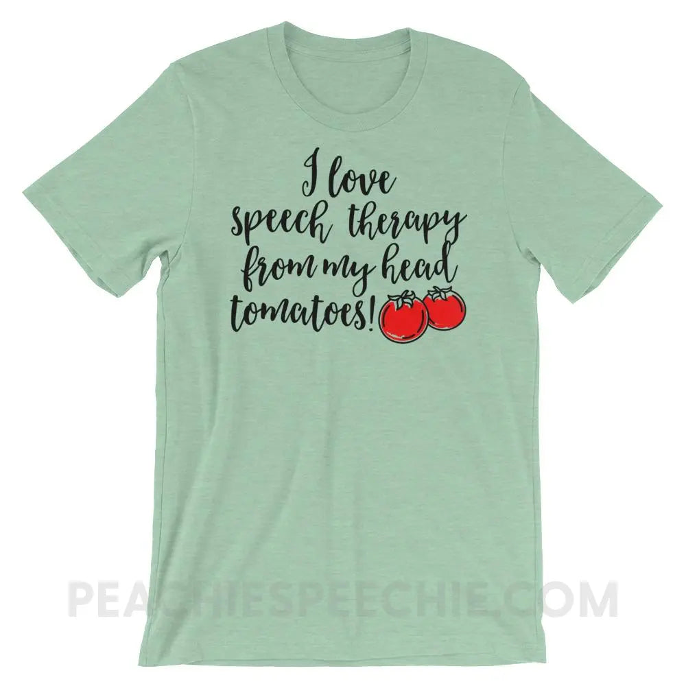 Speech Tomatoes Premium Soft Tee - Heather Prism Mint / XS - T-Shirts & Tops peachiespeechie.com