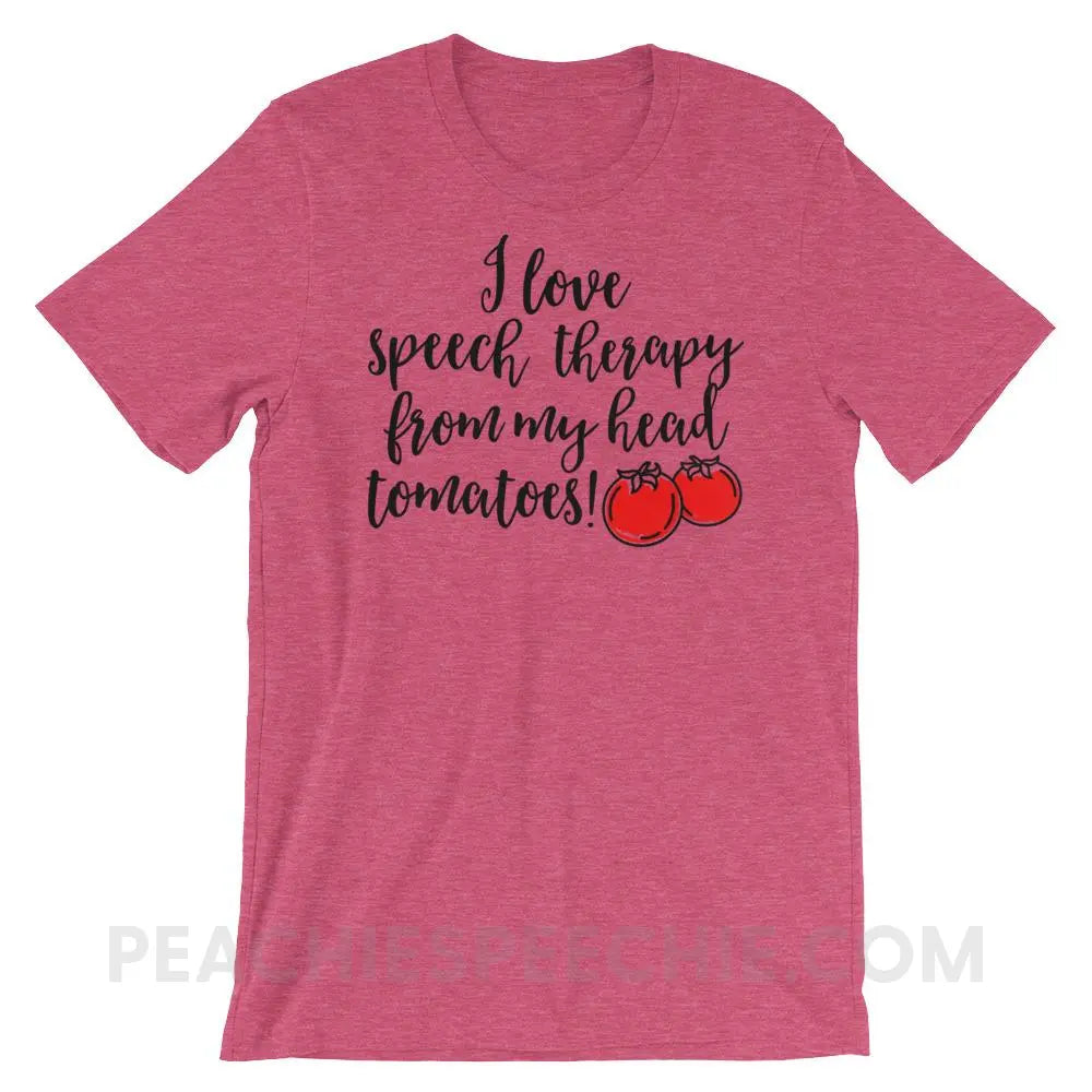 Speech Tomatoes Premium Soft Tee - Heather Raspberry / S - T-Shirts & Tops peachiespeechie.com