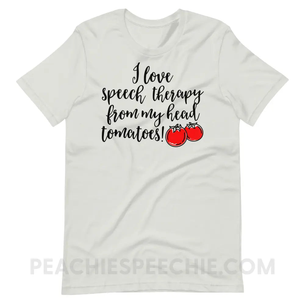 Speech Tomatoes Premium Soft Tee - Silver / S - T-Shirts & Tops peachiespeechie.com