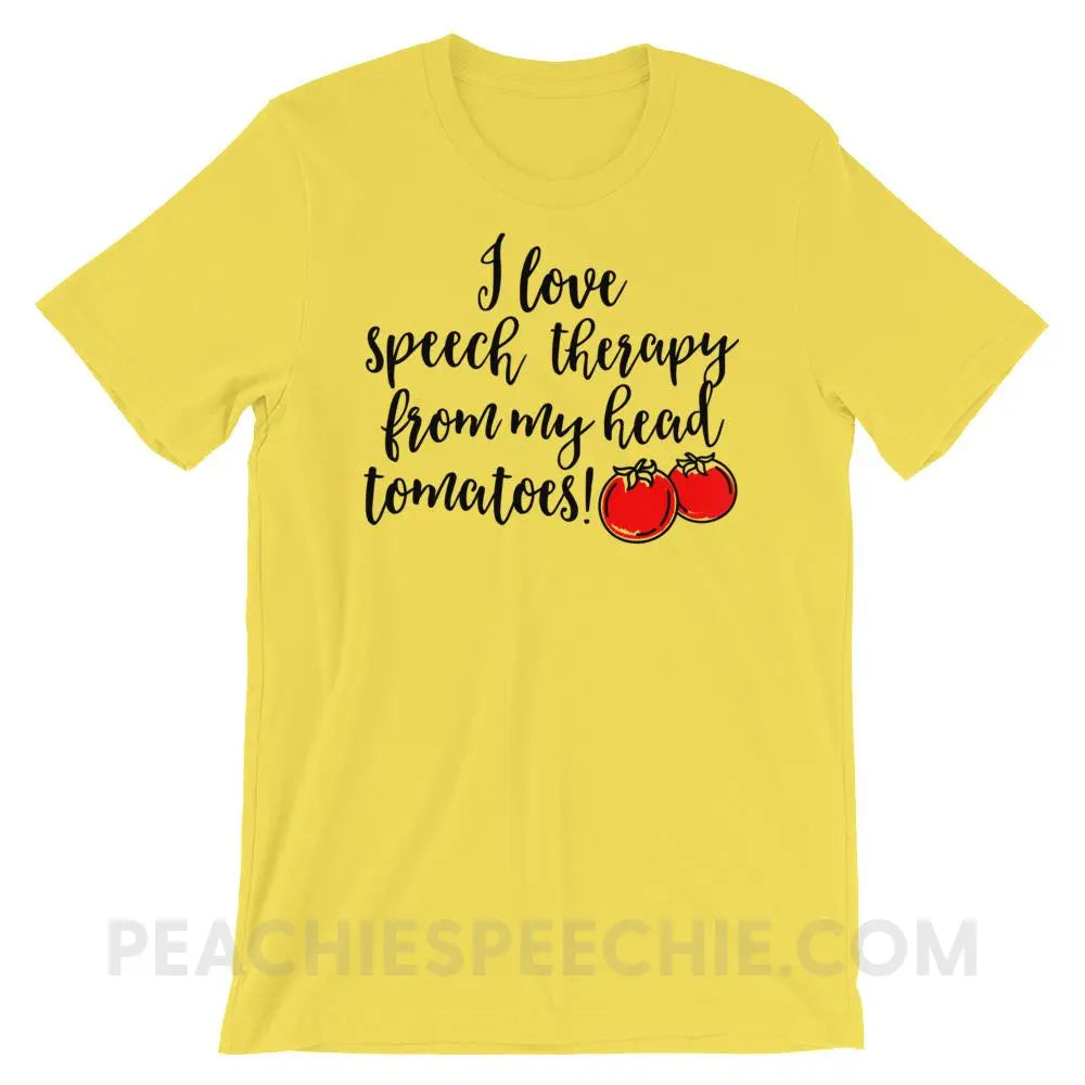 Speech Tomatoes Premium Soft Tee - Yellow / S - T-Shirts & Tops peachiespeechie.com