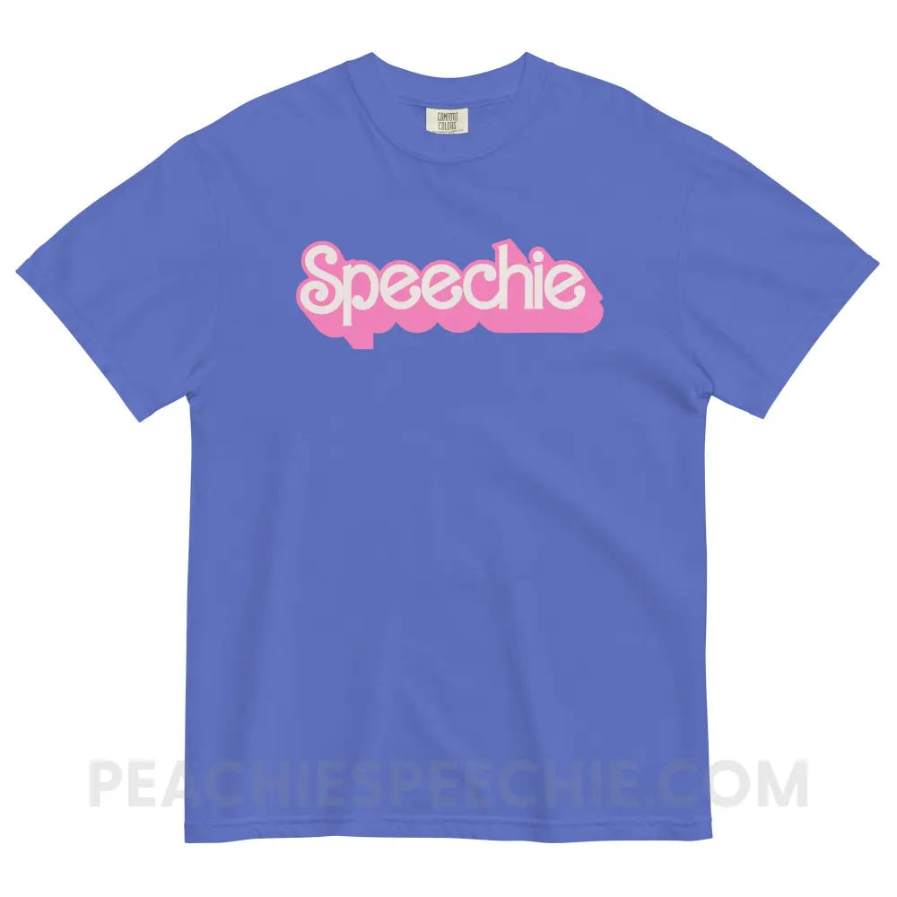 Speechie Doll Comfort Colors Tee - Flo Blue / S - peachiespeechie.com