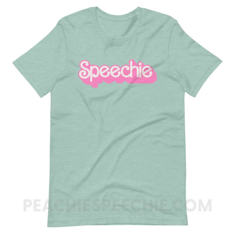 Speechie Doll Premium Soft Tee - Heather Prism Dusty Blue / XS - peachiespeechie.com