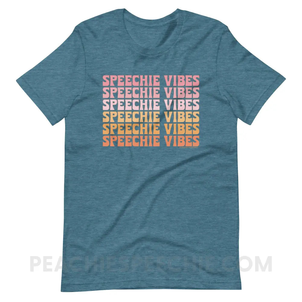 Speechie Vibes Premium Soft Tee - Heather Deep Teal / S - T-Shirt peachiespeechie.com
