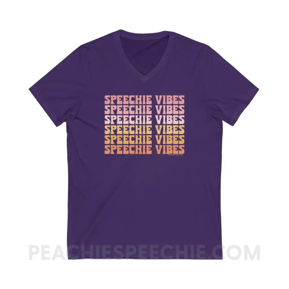 Speechie Vibes Soft V-Neck - Team Purple / S - V-neck peachiespeechie.com