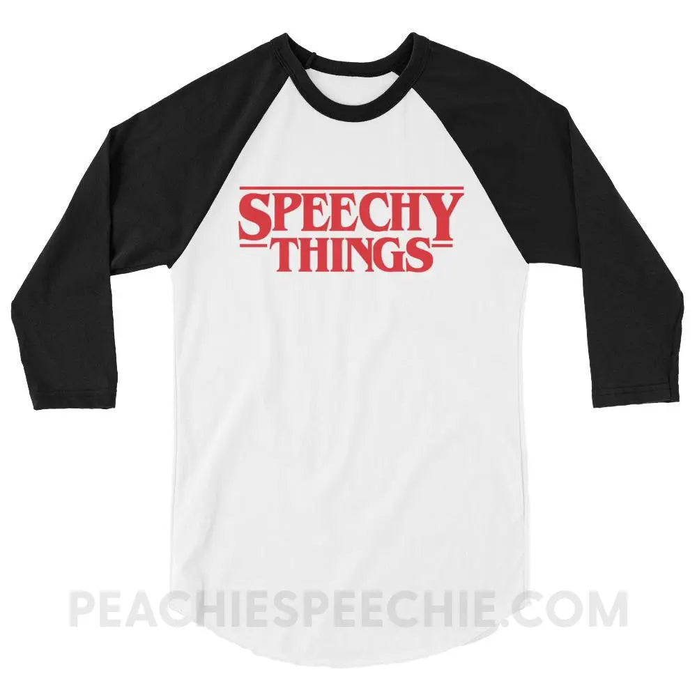 Speechy Things Baseball Tee - White/Black / XS - T-Shirts & Tops peachiespeechie.com