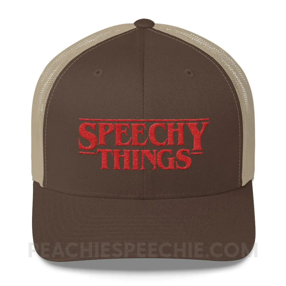 Speechy Things Trucker Hat - Brown/ Khaki - Hats peachiespeechie.com