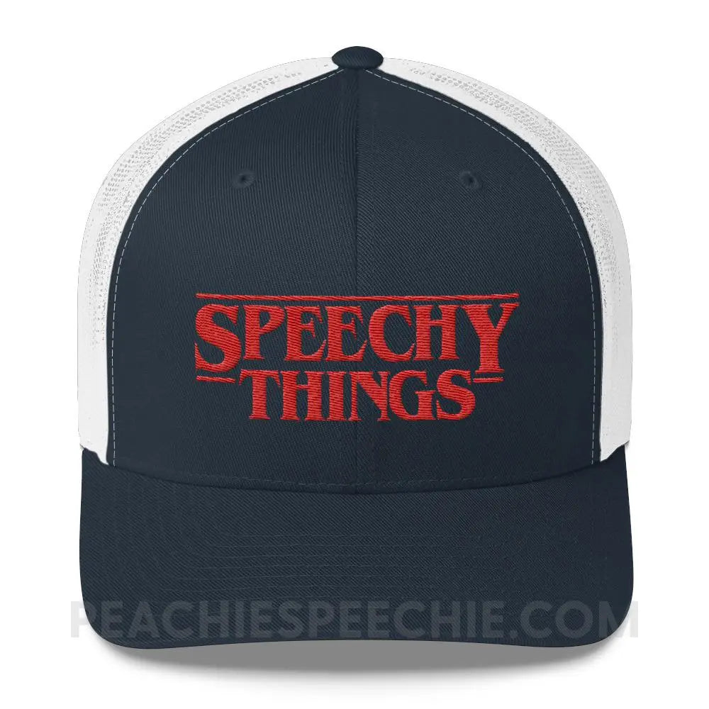 Speechy Things Trucker Hat - Navy/ White - Hats peachiespeechie.com