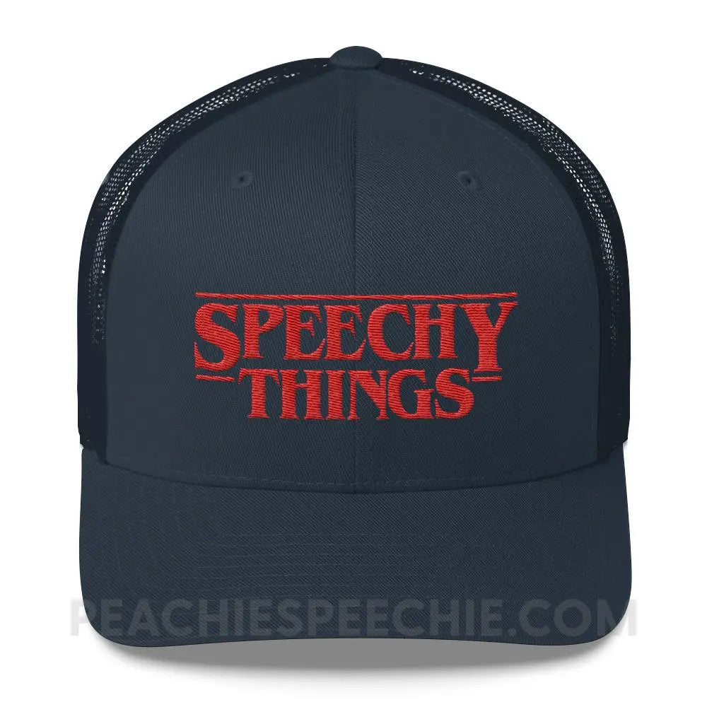 Speechy Things Trucker Hat - Navy - Hats peachiespeechie.com