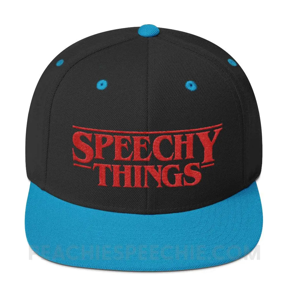 Speechy Things Wool Blend Ball Cap - Black/ Teal - Hats peachiespeechie.com