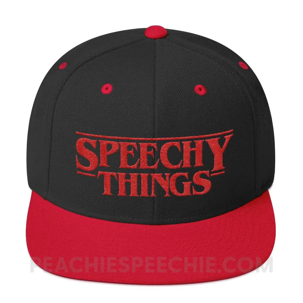 Speechy Things Premium Ball Cap - Black/ Red - Hats peachiespeechie.com