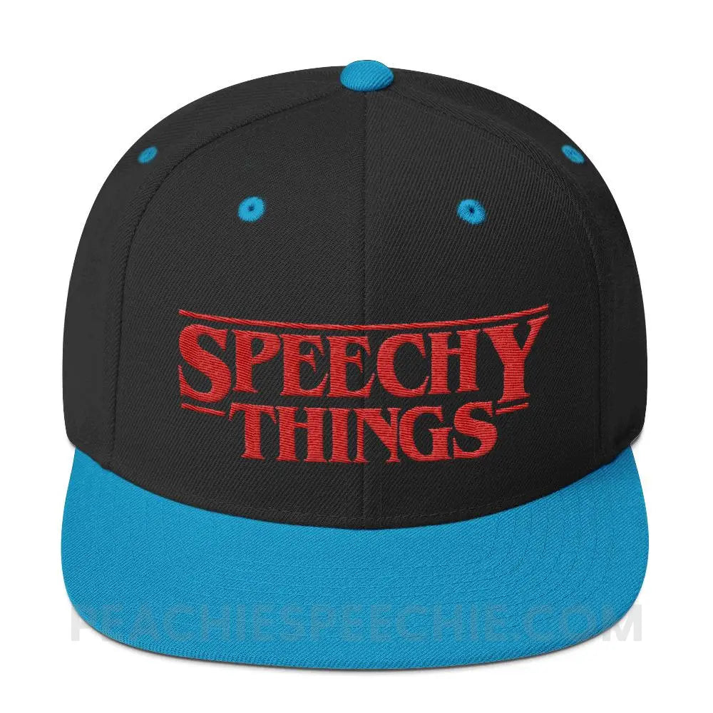 Speechy Things Premium Ball Cap - Black/ Teal - Hats peachiespeechie.com