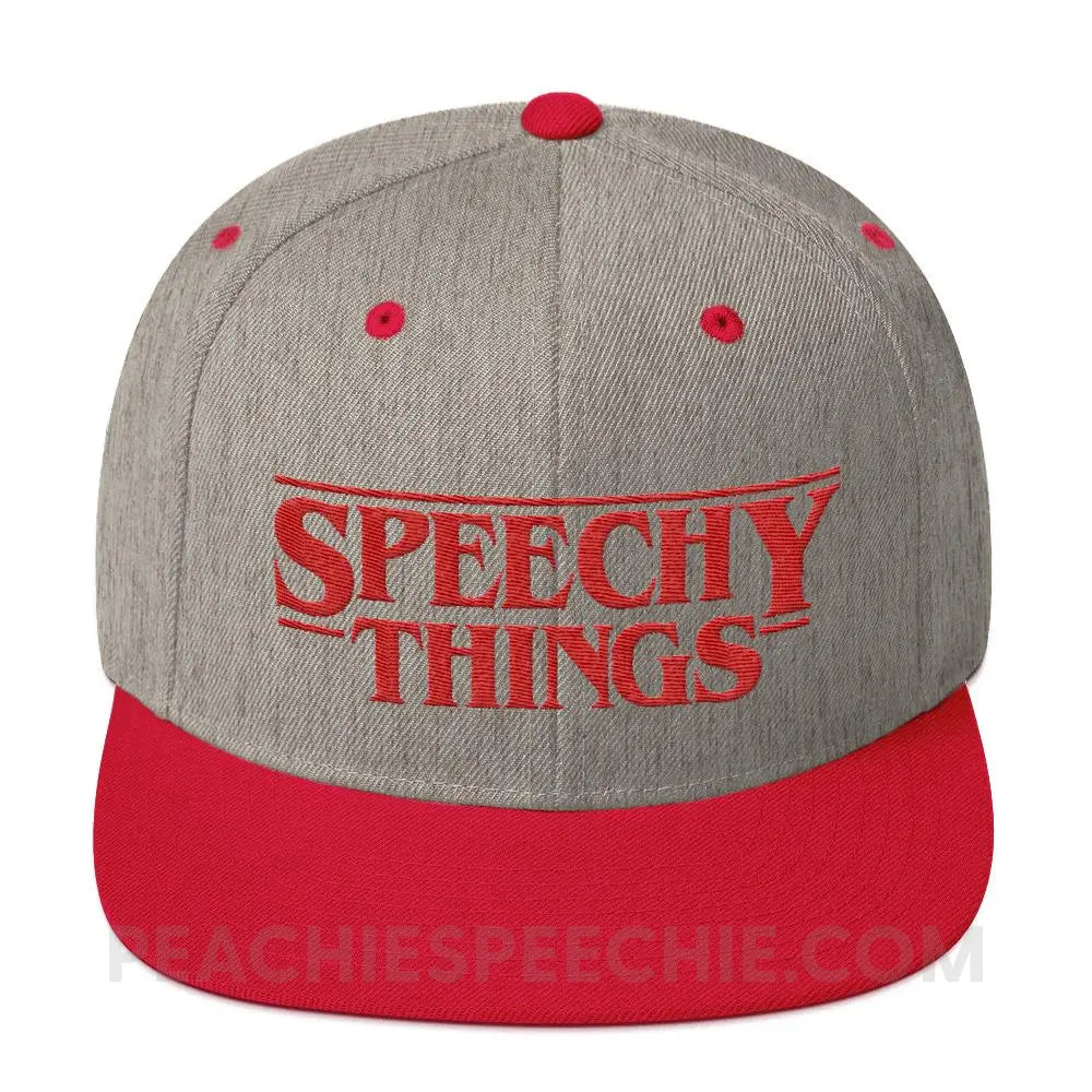 Speechy Things Premium Ball Cap - Heather Grey/ Red - Hats peachiespeechie.com