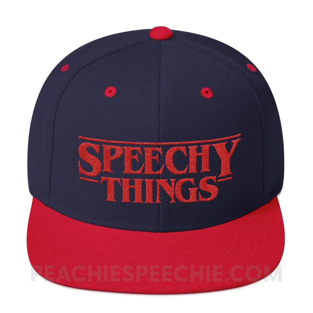 Speechy Things Wool Blend Ball Cap - Navy/ Red - Hats peachiespeechie.com
