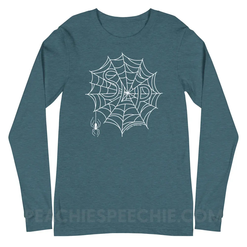 Spider Web SLP Premium Long Sleeve - Heather Deep Teal / XS - peachiespeechie.com
