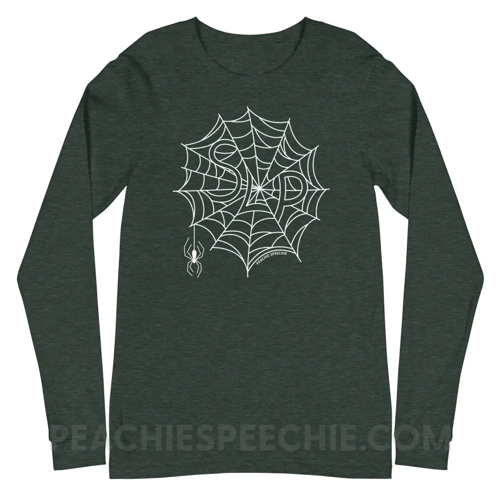 Spider Web SLP Premium Long Sleeve - Heather Forest / XS - peachiespeechie.com