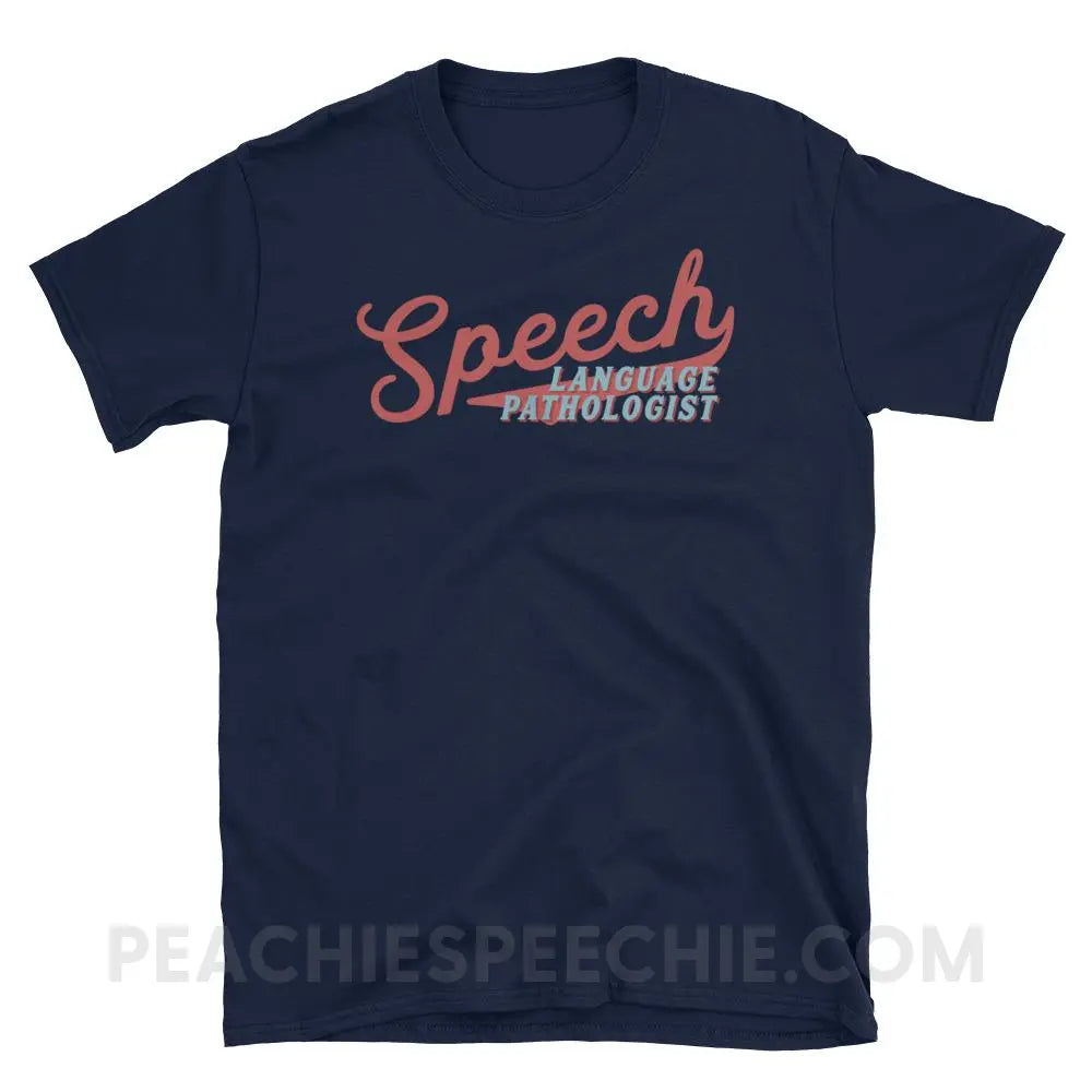 Sporty Speech Classic Tee - Navy / S - T-Shirts & Tops peachiespeechie.com