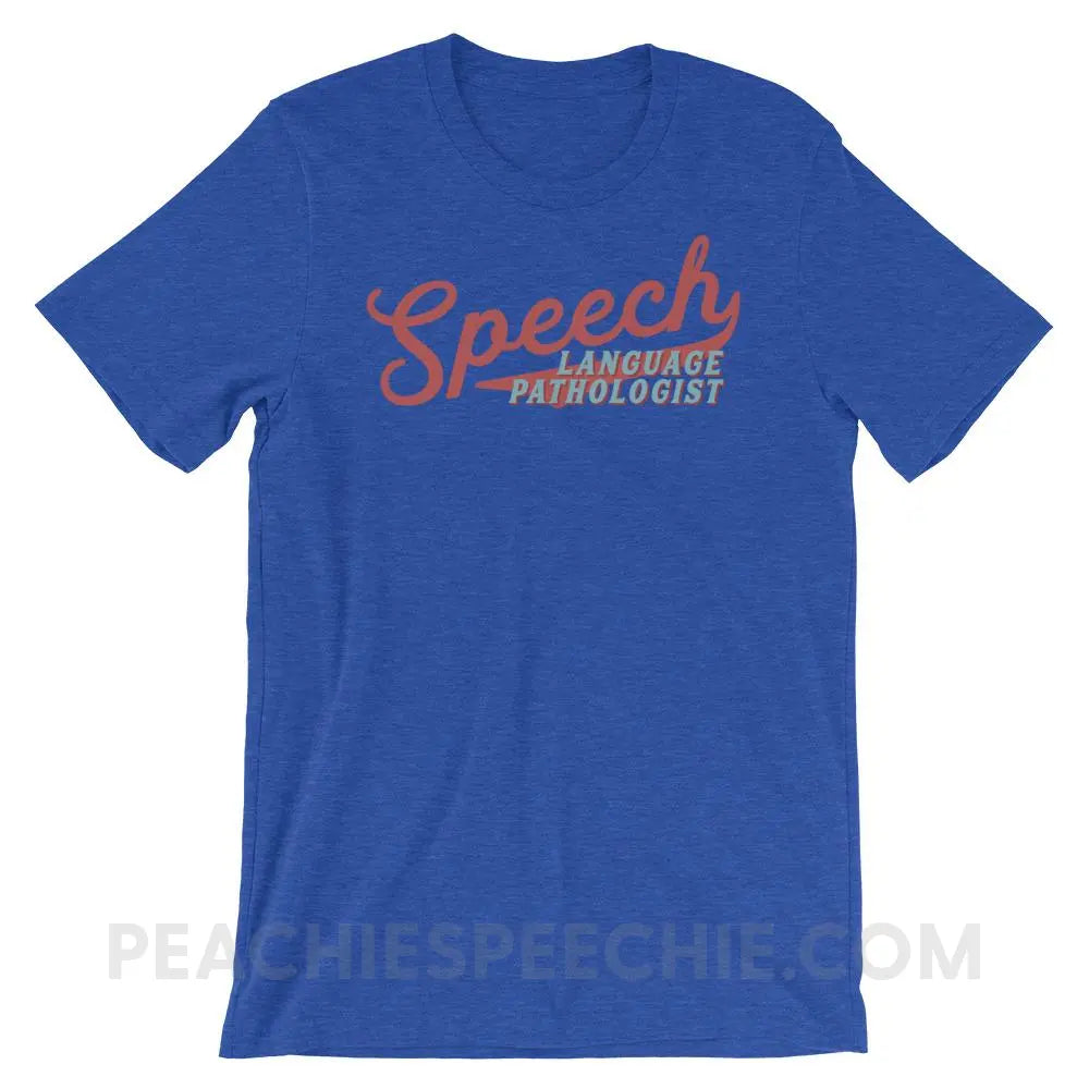 Sporty Speech Premium Soft Tee - Heather True Royal / S - T-Shirts & Tops peachiespeechie.com