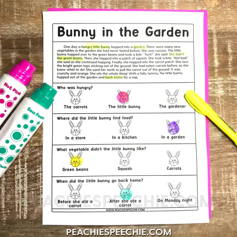Spring Language Pack: Bunnies and Carrots - Materials peachiespeechie.com