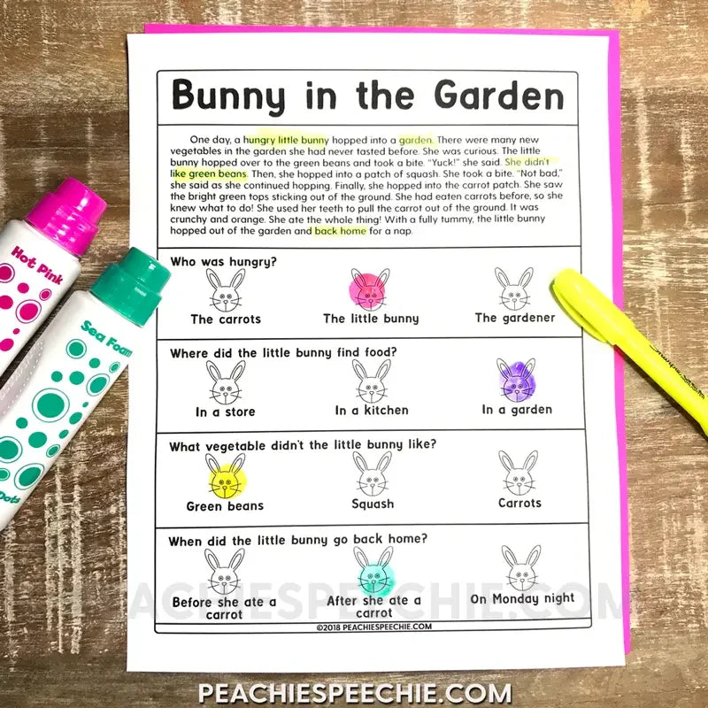 Spring Language Pack: Bunnies and Carrots - Materials peachiespeechie.com