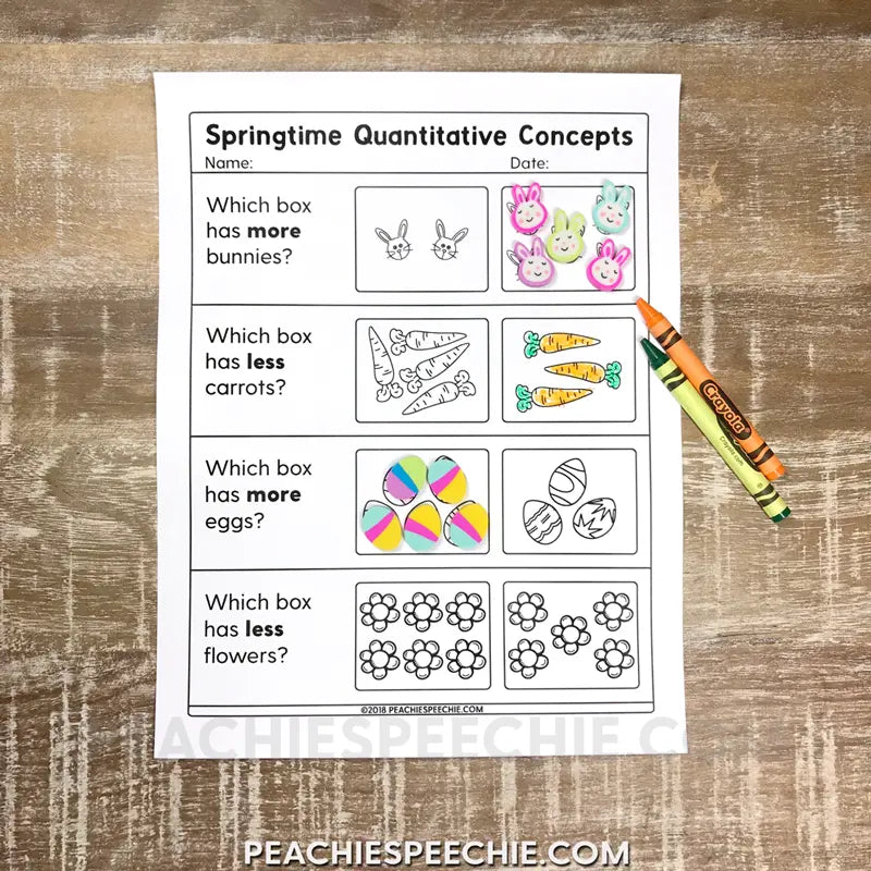 Spring Language Pack: Bunnies and Carrots - Materials peachiespeechie.com