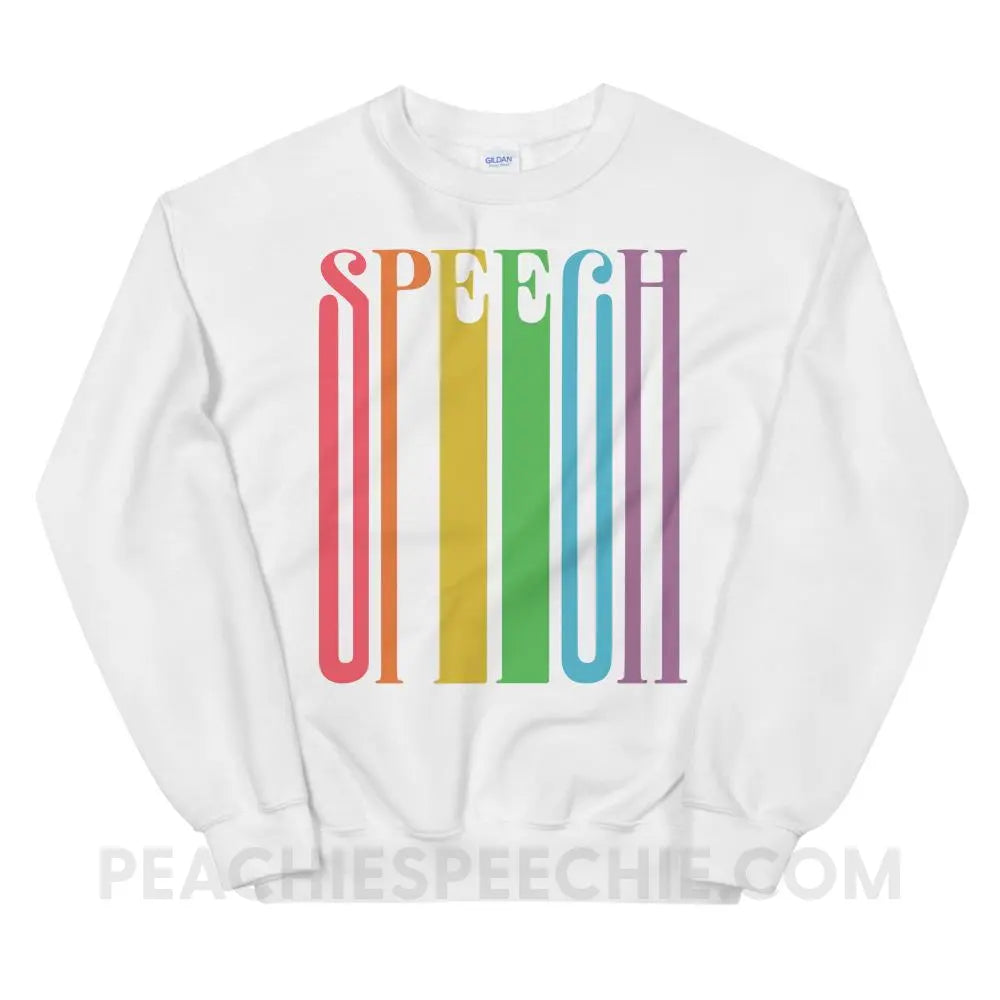 Stretchy Rainbow Speech Classic Sweatshirt - White / S - Hoodies & Sweatshirts peachiespeechie.com