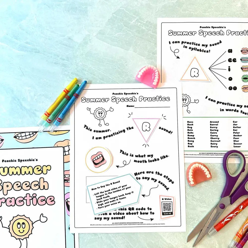 Summer Speech Practice for Articulation Therapy - Materials peachiespeechie.com