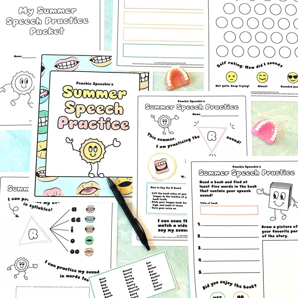 Summer Speech Practice for Articulation Therapy - Materials peachiespeechie.com