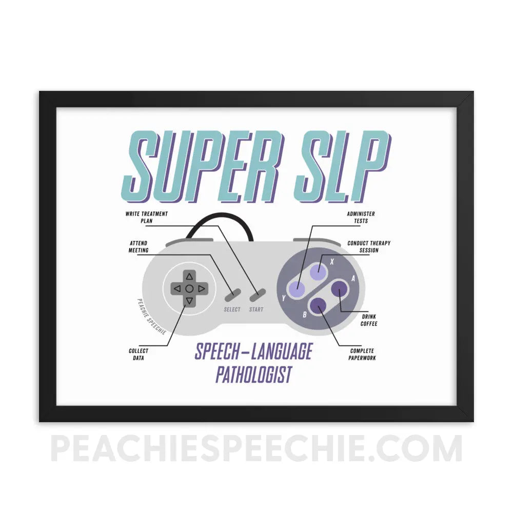 Super SLP Retro Controller Framed Poster - 18″×24″ - peachiespeechie.com