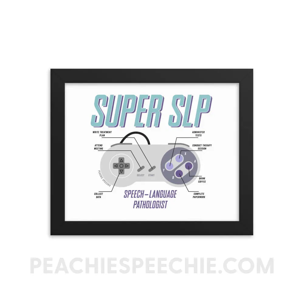 Super SLP Retro Controller Framed Poster - 8″×10″ - peachiespeechie.com
