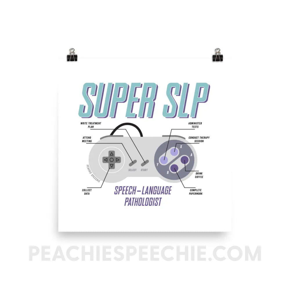 Super SLP Retro Controller Poster - 12″×12″ - peachiespeechie.com