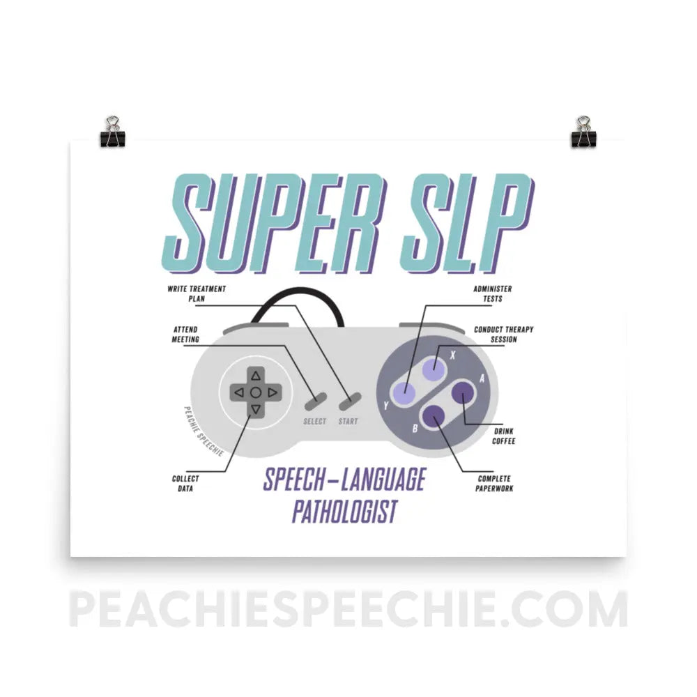 Super SLP Retro Controller Poster - 18″×24″ - peachiespeechie.com