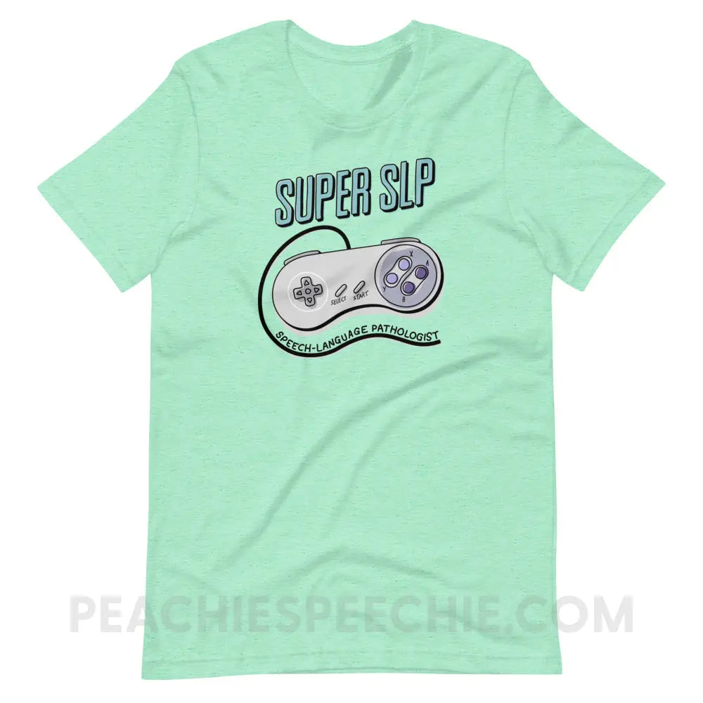 Super SLP Retro Controller Premium Soft Tee - Heather Mint / S - peachiespeechie.com