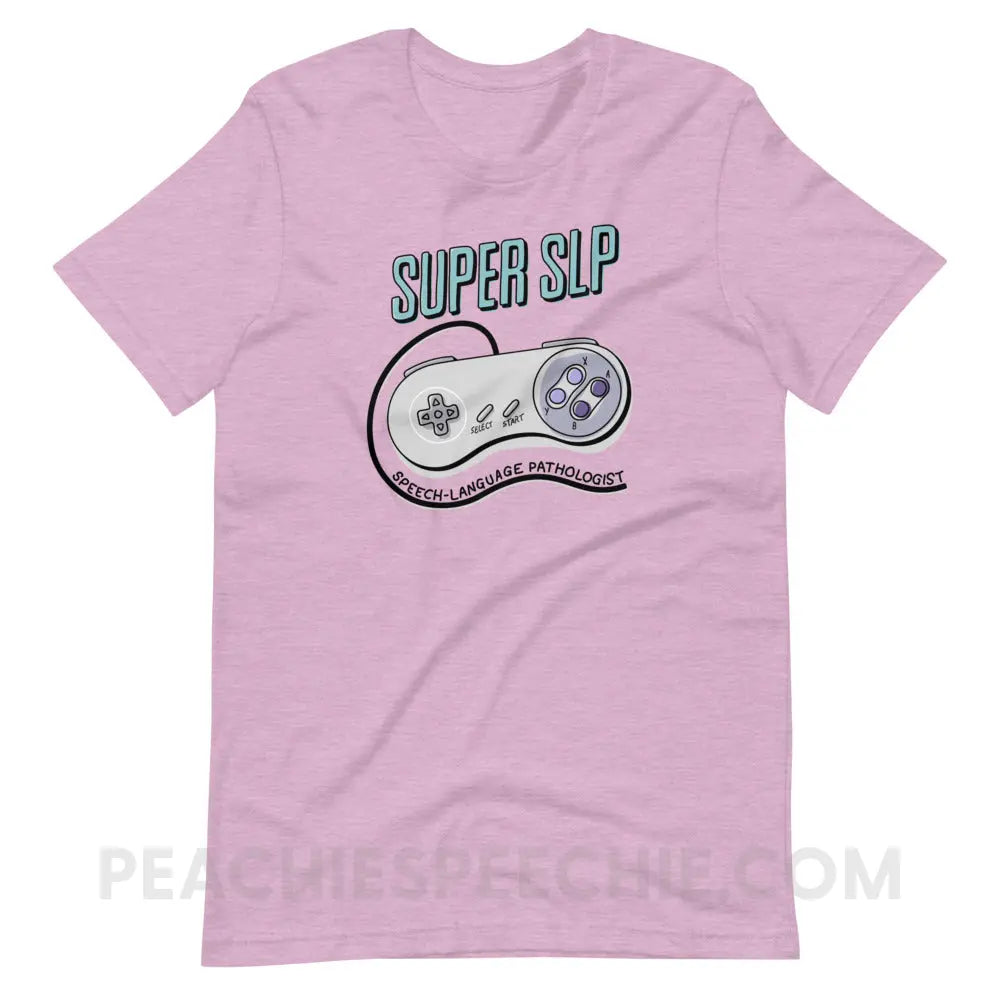 Super SLP Retro Controller Premium Soft Tee - Heather Prism Lilac / XS - peachiespeechie.com