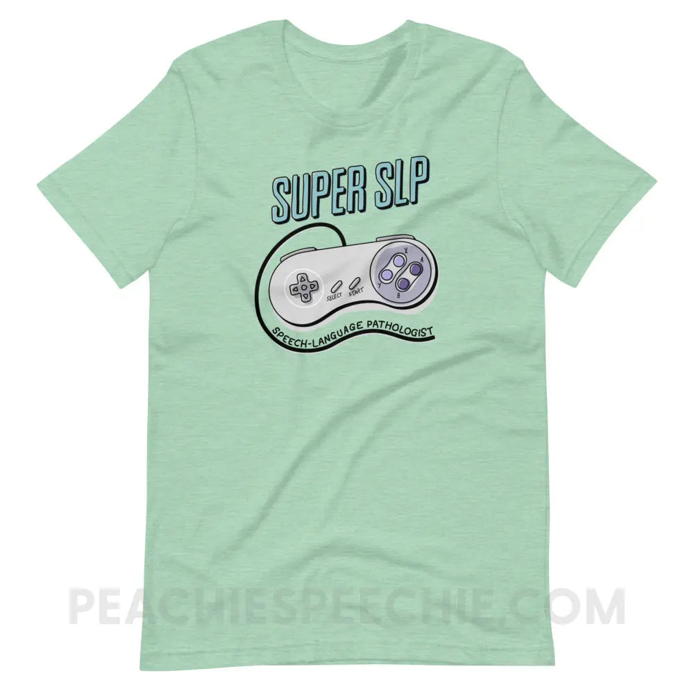 Super SLP Retro Controller Premium Soft Tee - Heather Prism Mint / XS - peachiespeechie.com