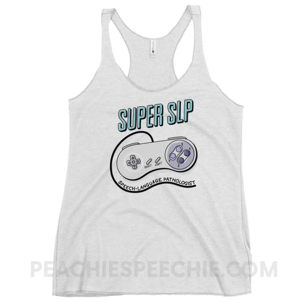 Super SLP Retro Controller Tri-Blend Racerback - Heather White / XS - peachiespeechie.com